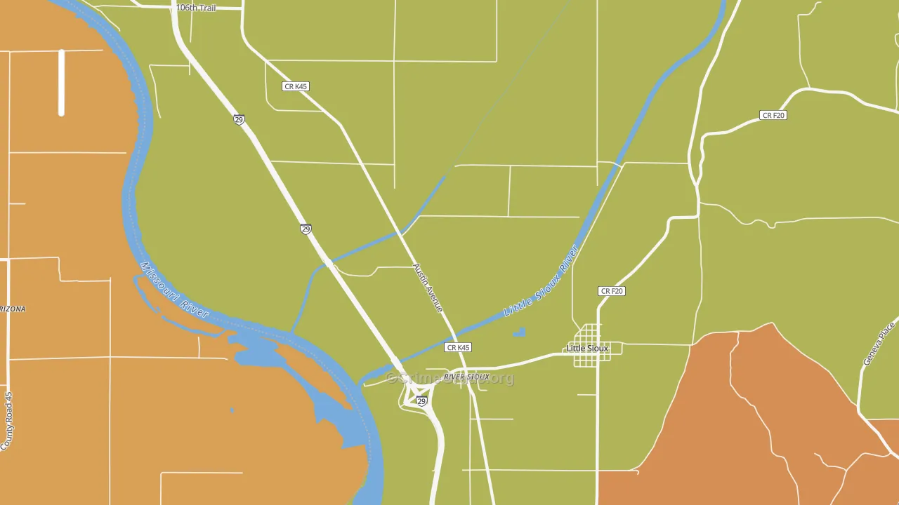 River Sioux, IA Map of Burglary Rates