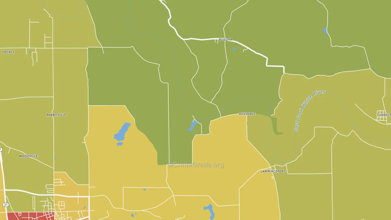 River Vale, IN Map of Burglary Rates