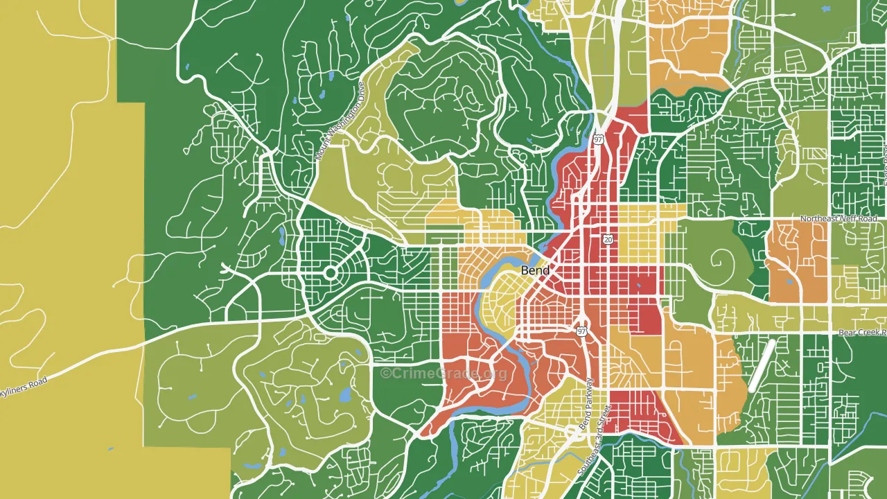 River West, Bend, OR Map of Burglary Rates