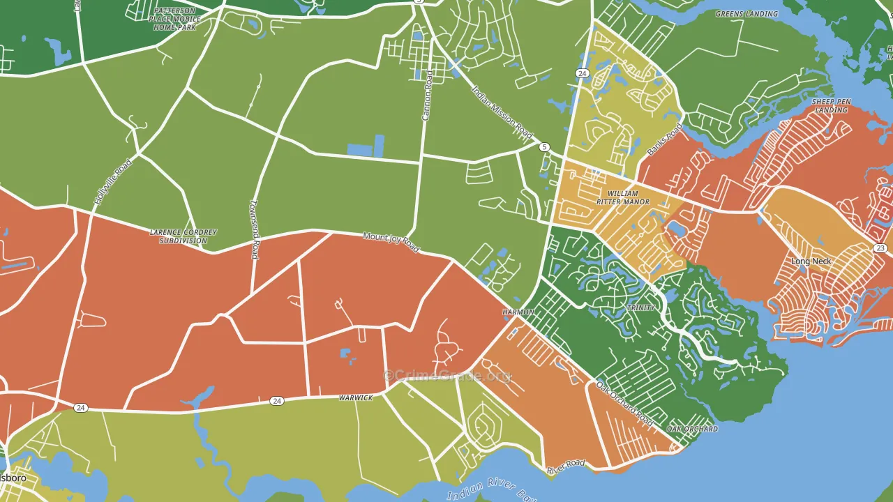 Riverdale, DE Map of Burglary Rates