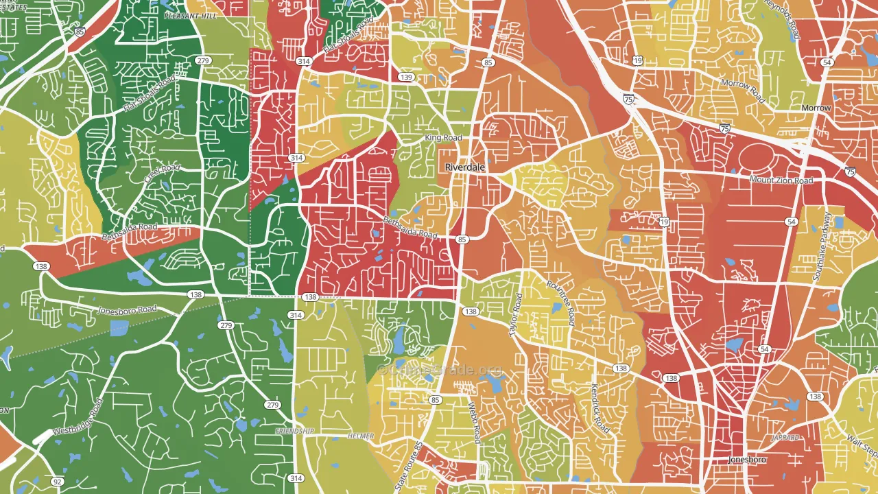 Riverdale, GA Map of Burglary Rates