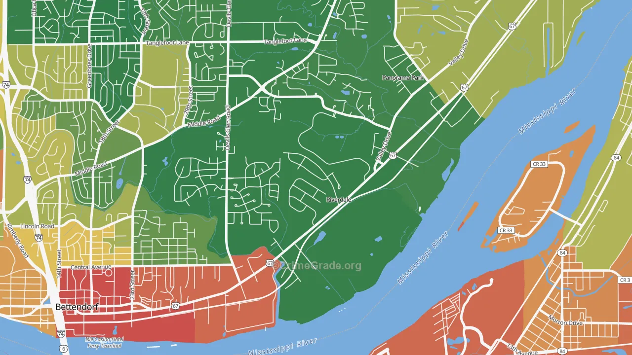 Riverdale, IA Map of Burglary Rates