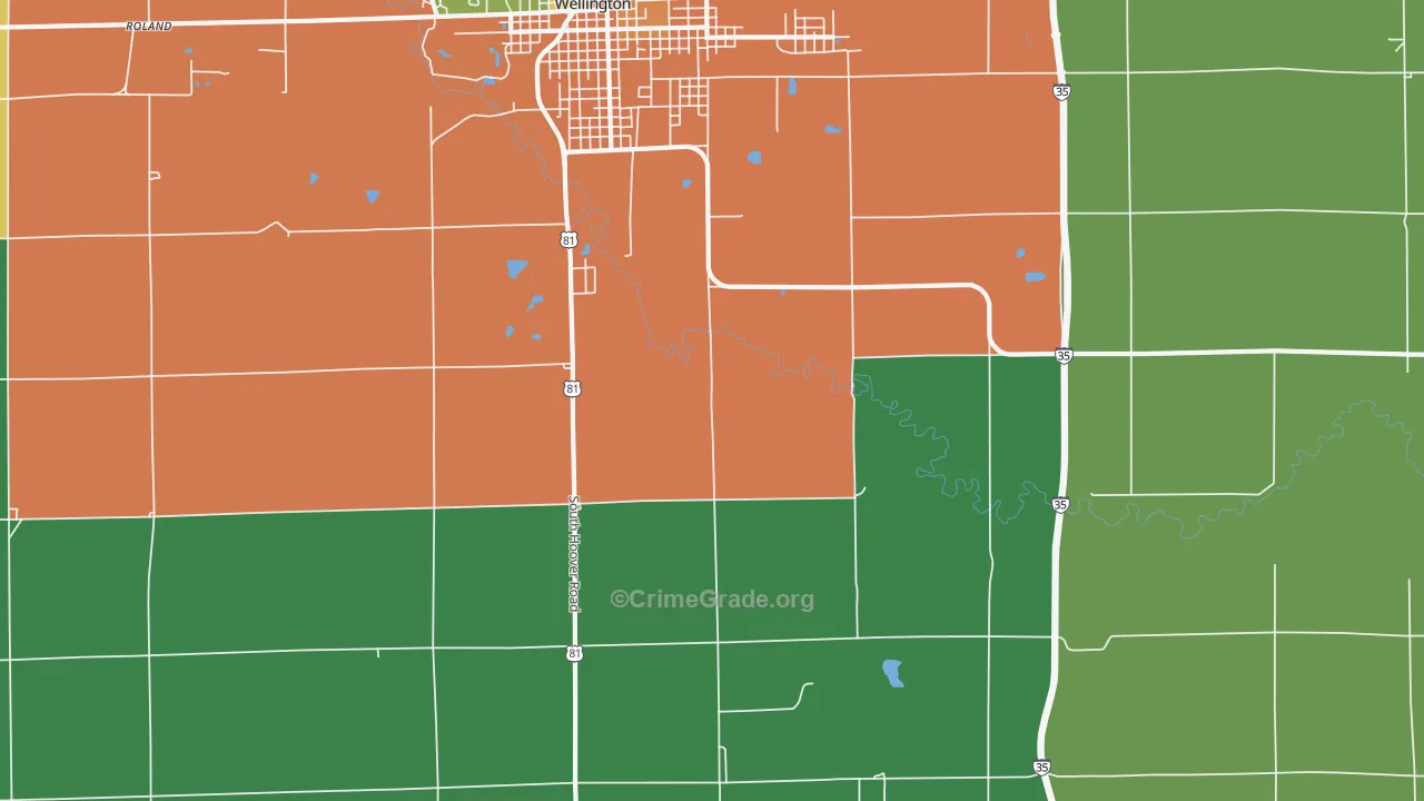 Riverdale, KS Map of Burglary Rates