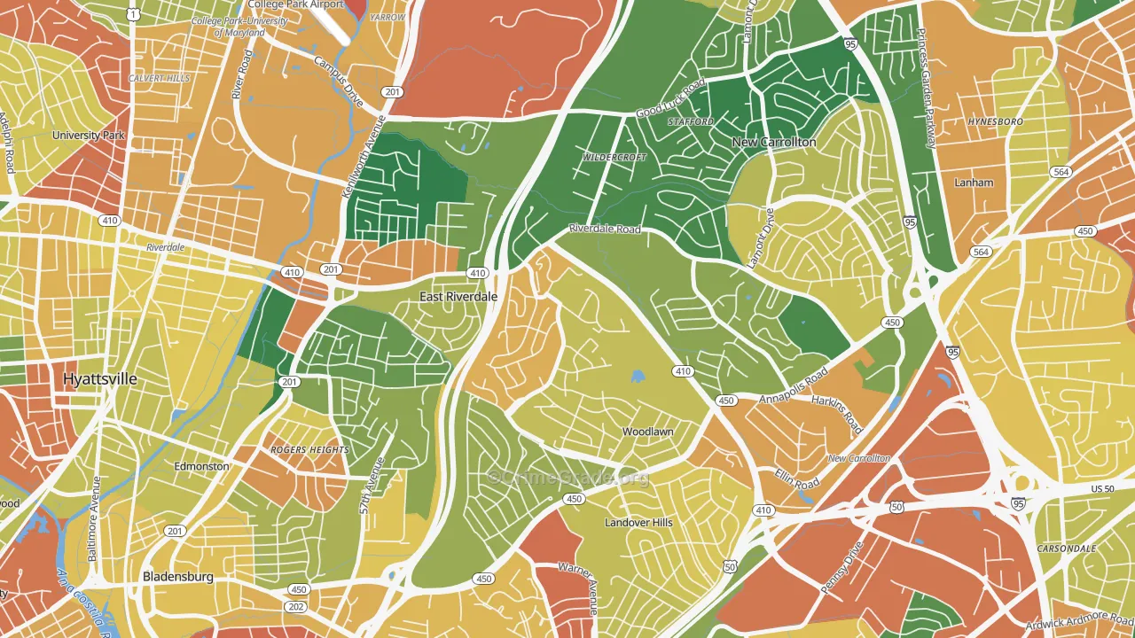 Riverdale, MD Map of Burglary Rates