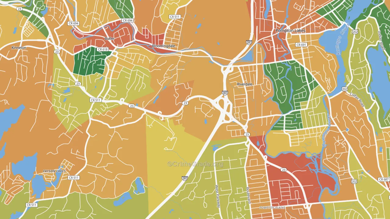 Riverdale, NJ Map of Burglary Rates