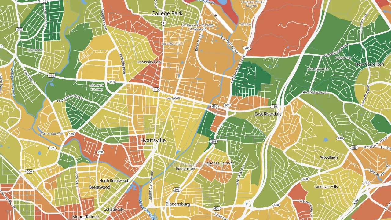 Riverdale Park, MD Map of Burglary Rates