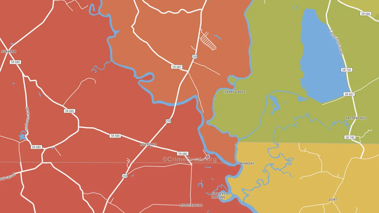 Riverdale, VA Map of Burglary Rates