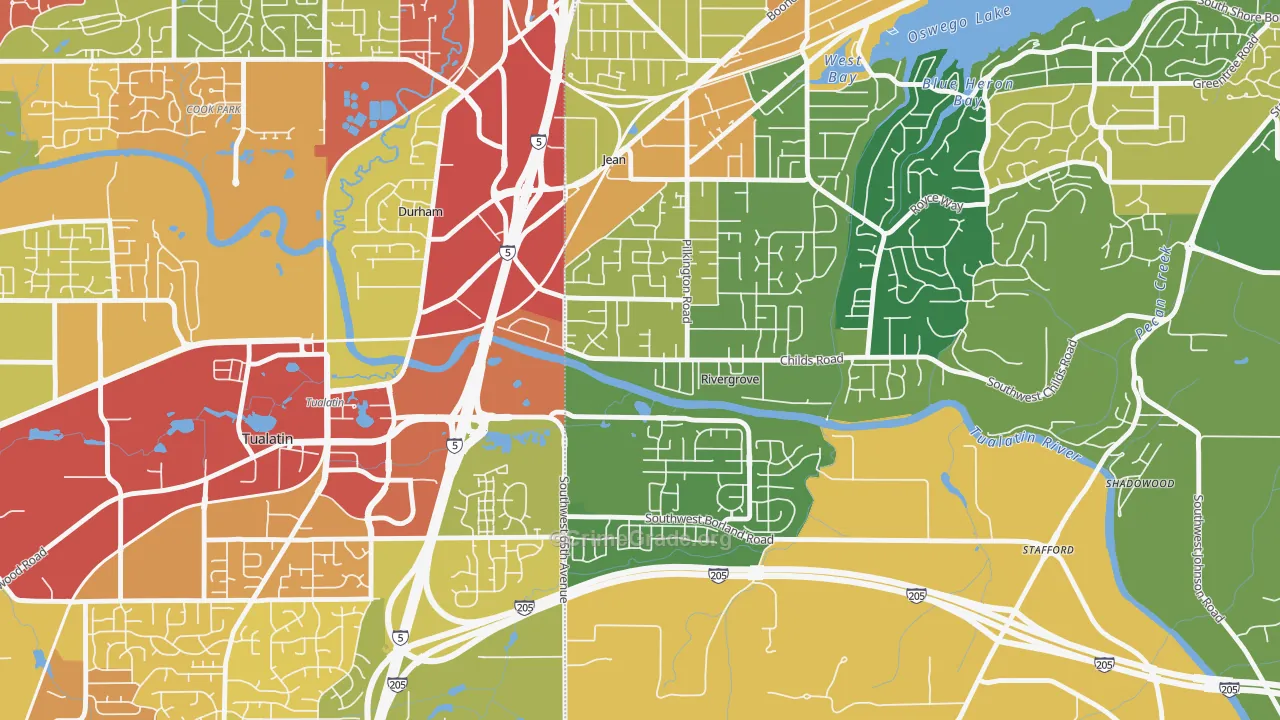 Rivergrove, OR Map of Burglary Rates