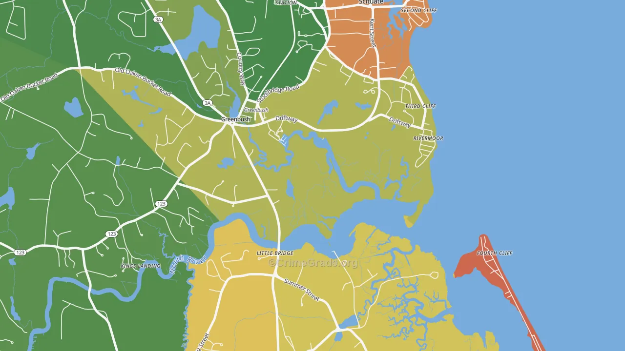 Rivermoor, MA Map of Burglary Rates