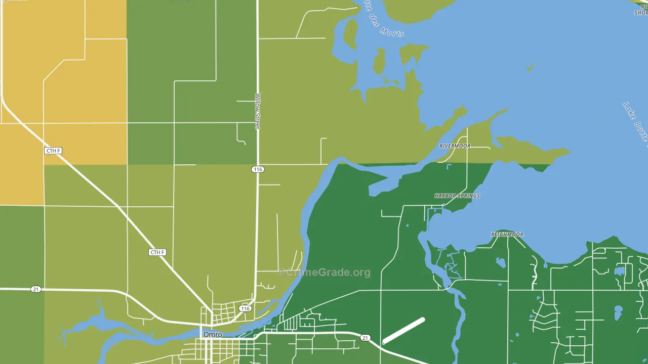 Rivermoor, WI Map of Burglary Rates