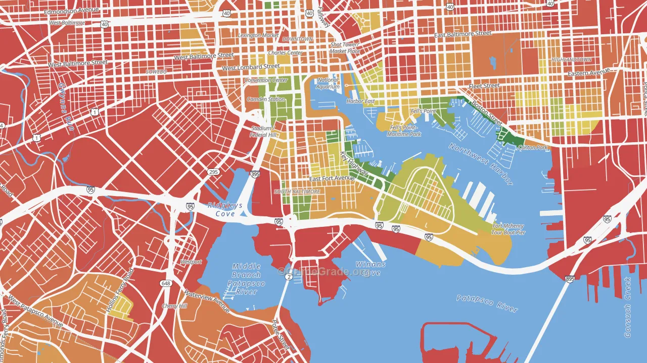 Riverside, Baltimore, MD Map of Burglary Rates