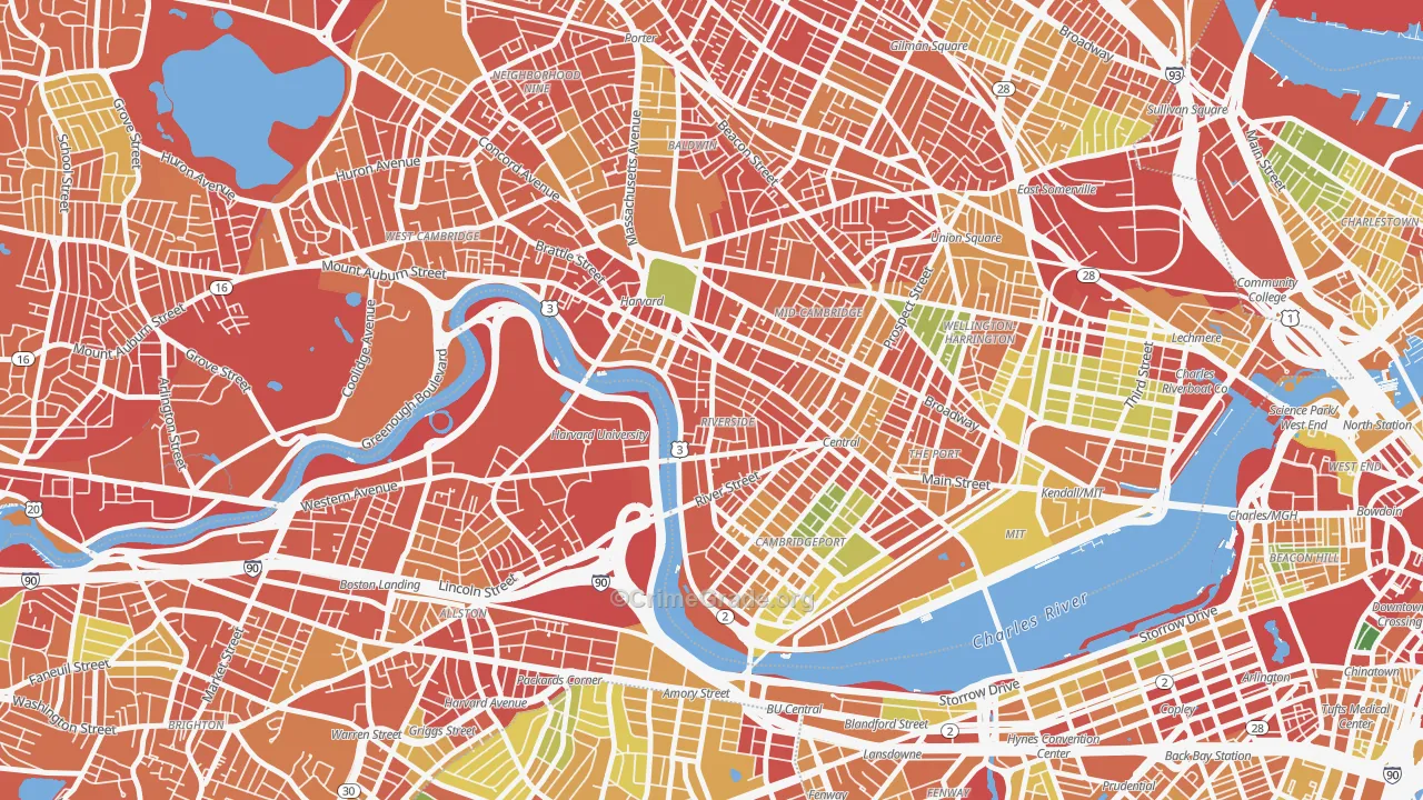 Riverside, Cambridge, MA Map of Burglary Rates