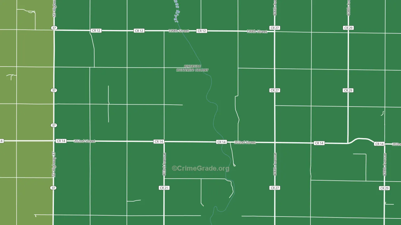 Riverside Colony, SD Map of Burglary Rates