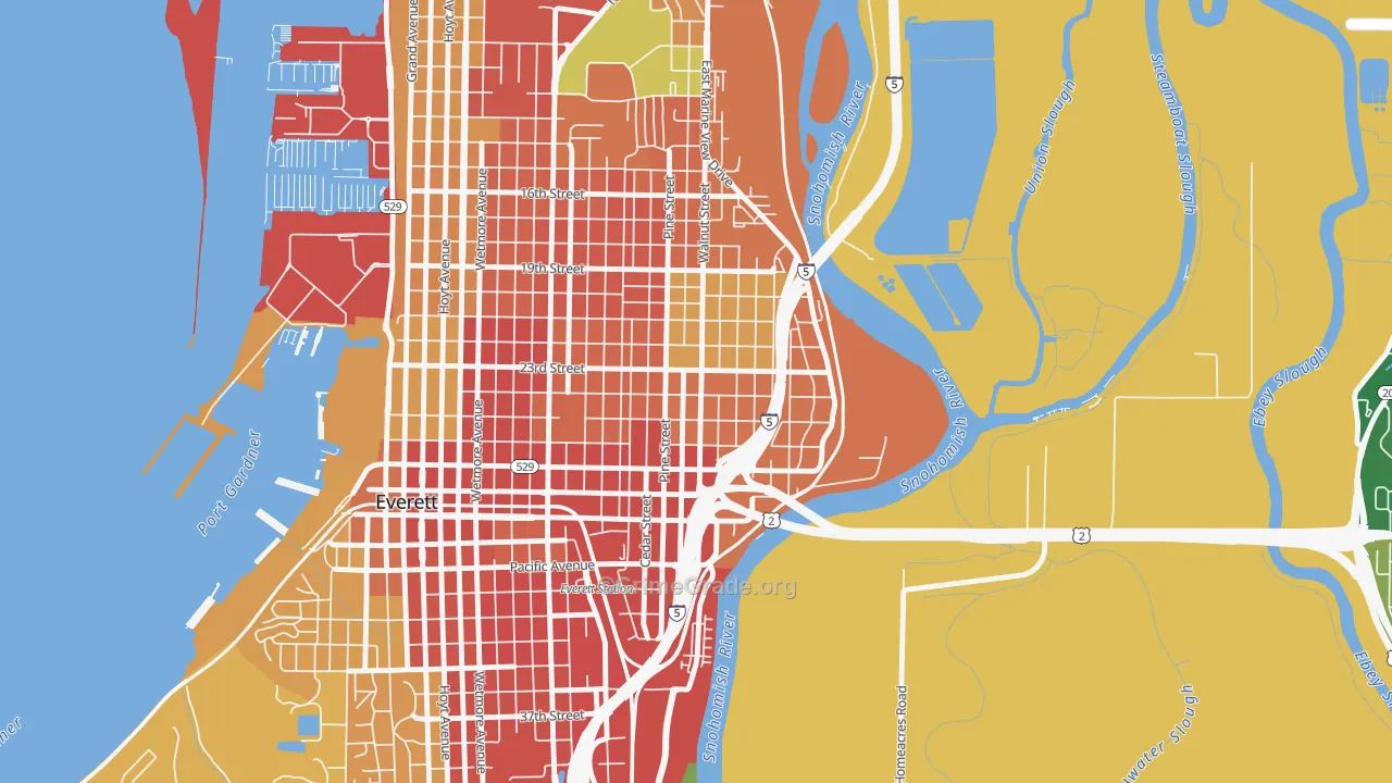 Riverside-Everett, Everett, WA Map of Burglary Rates