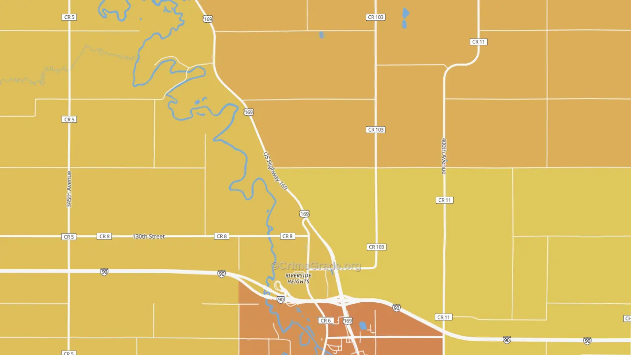 Riverside Heights, MN Map of Burglary Rates