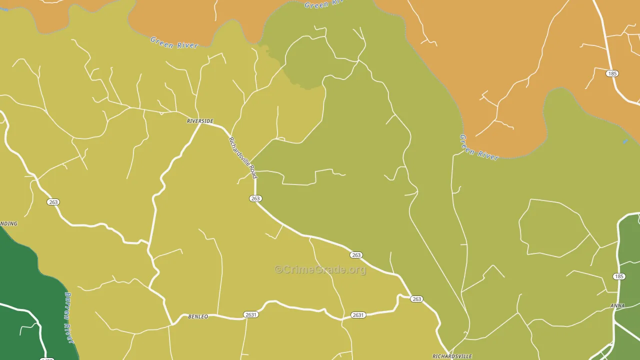 Riverside, KY Map of Burglary Rates