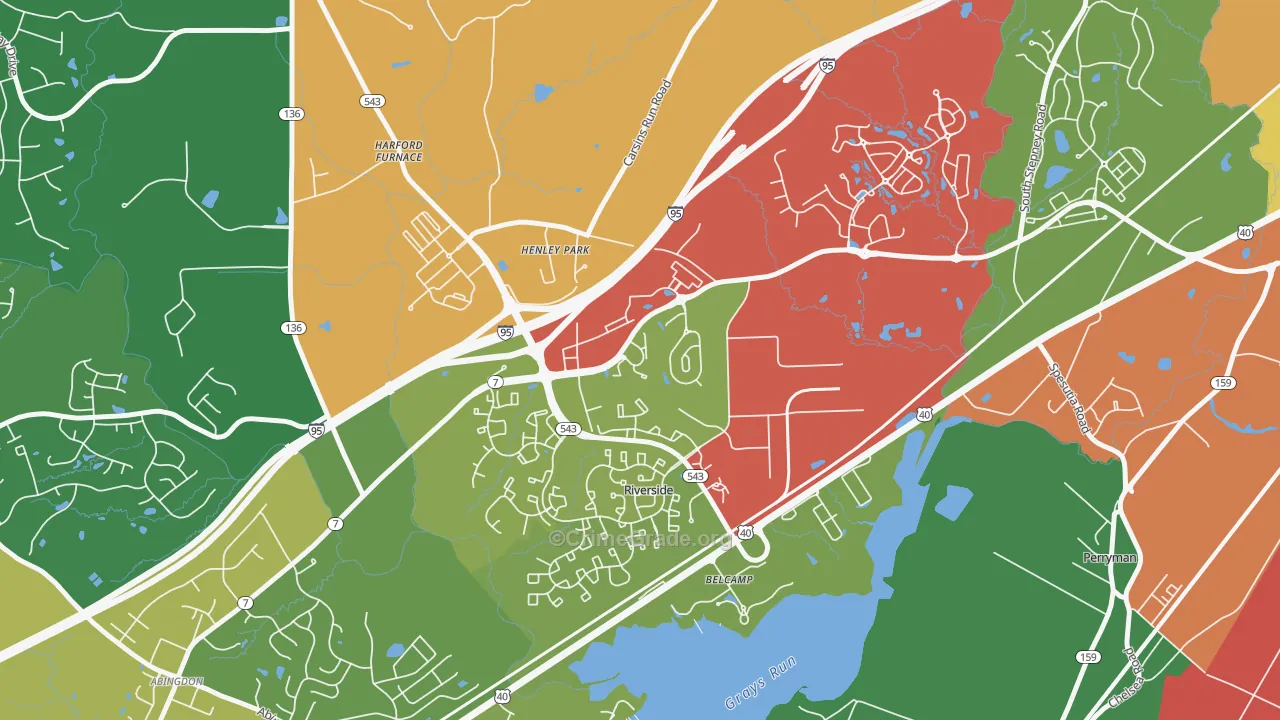 Riverside, MD Map of Burglary Rates