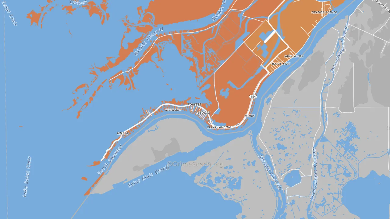 Riverside, MI Map of Burglary Rates