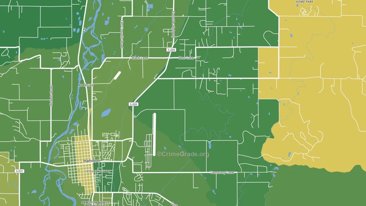 Riverside, MT Map of Burglary Rates