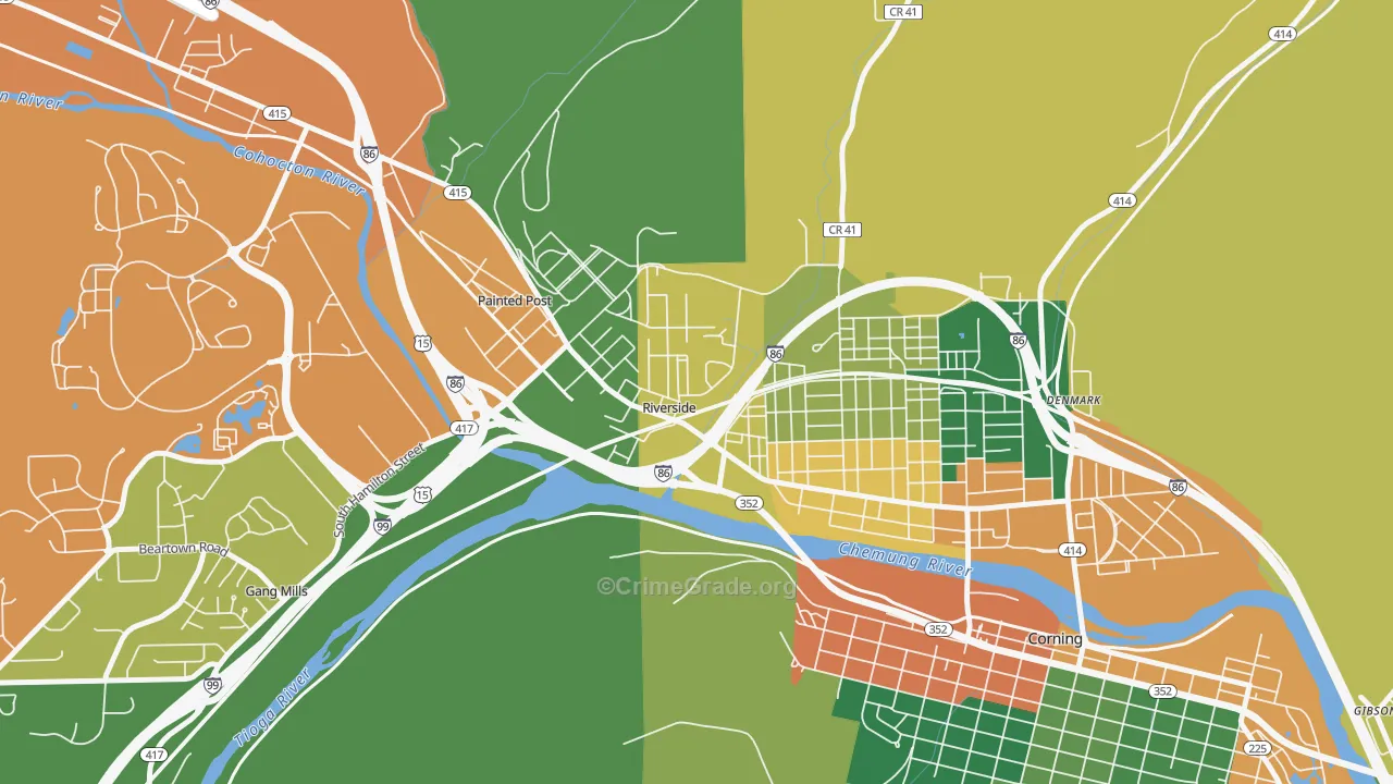 Riverside, NY Map of Burglary Rates