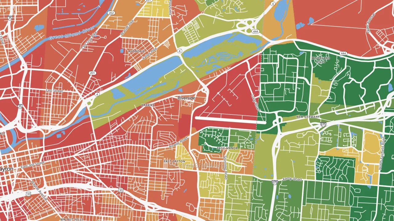 Riverside, OH Map of Burglary Rates