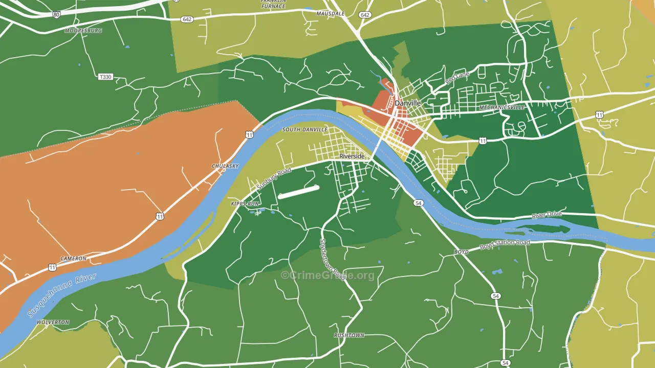 Riverside, PA Map of Burglary Rates