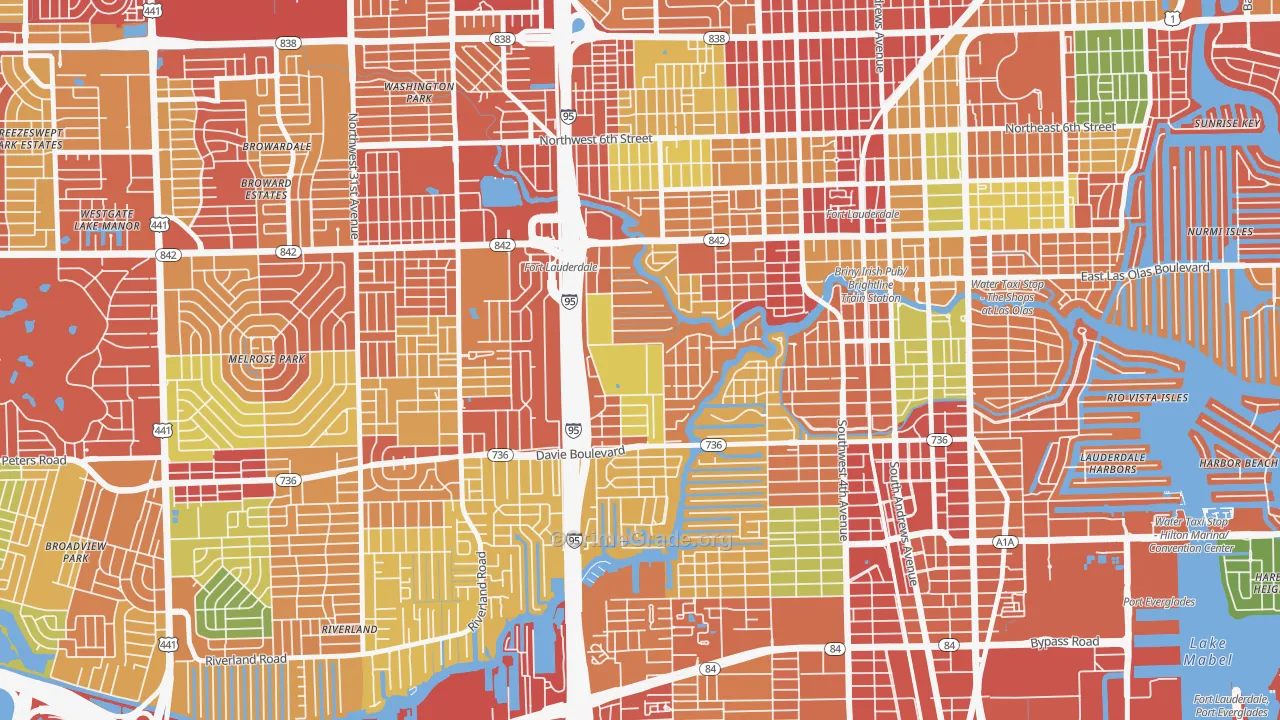 Riverside Park, Fort Lauderdale, FL Map of Burglary Rates