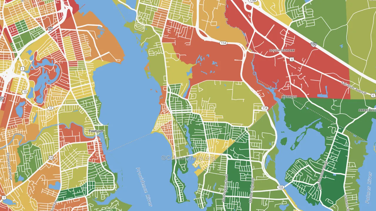 Riverside, RI Map of Burglary Rates
