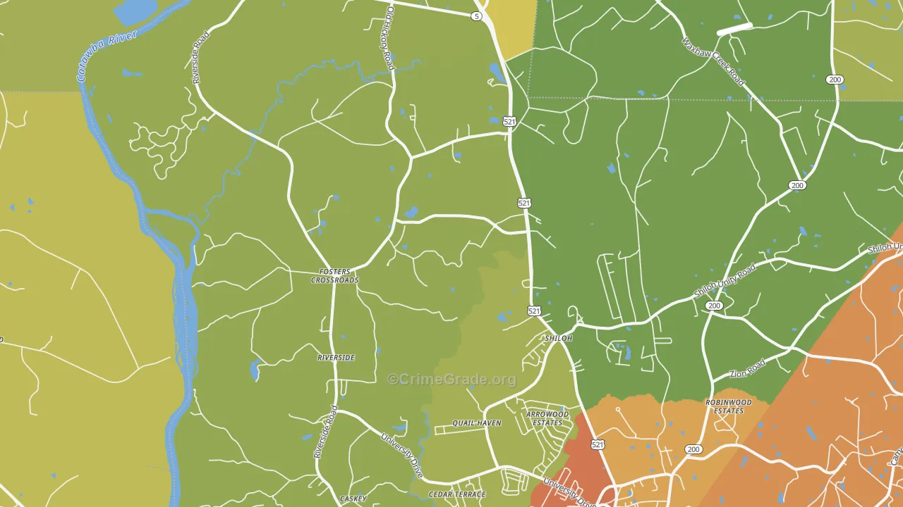 Riverside, SC Map of Burglary Rates