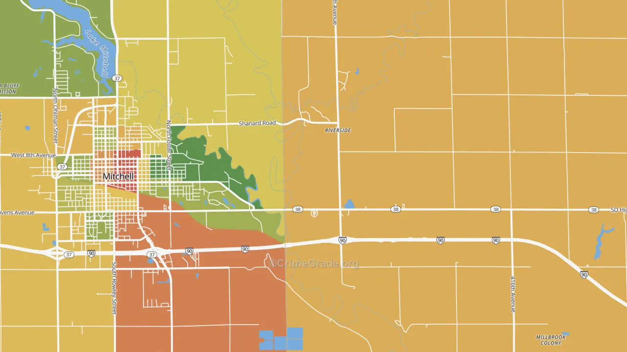 Riverside, SD Map of Burglary Rates