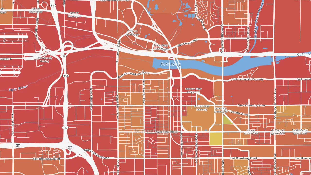 Riverside, Tempe, AZ Map of Burglary Rates