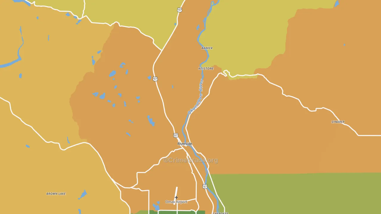 Riverside, WA Map of Burglary Rates