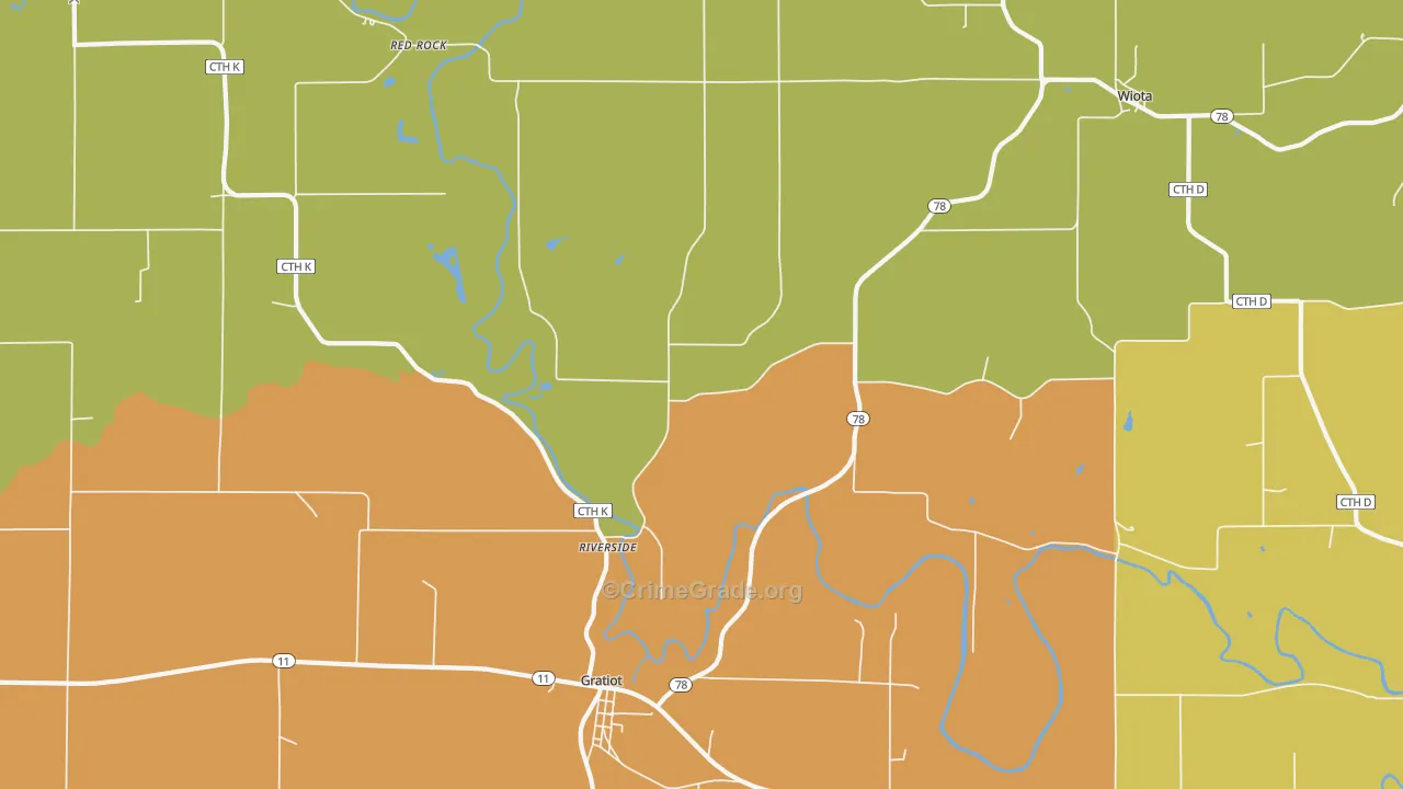 Riverside, WI Map of Burglary Rates