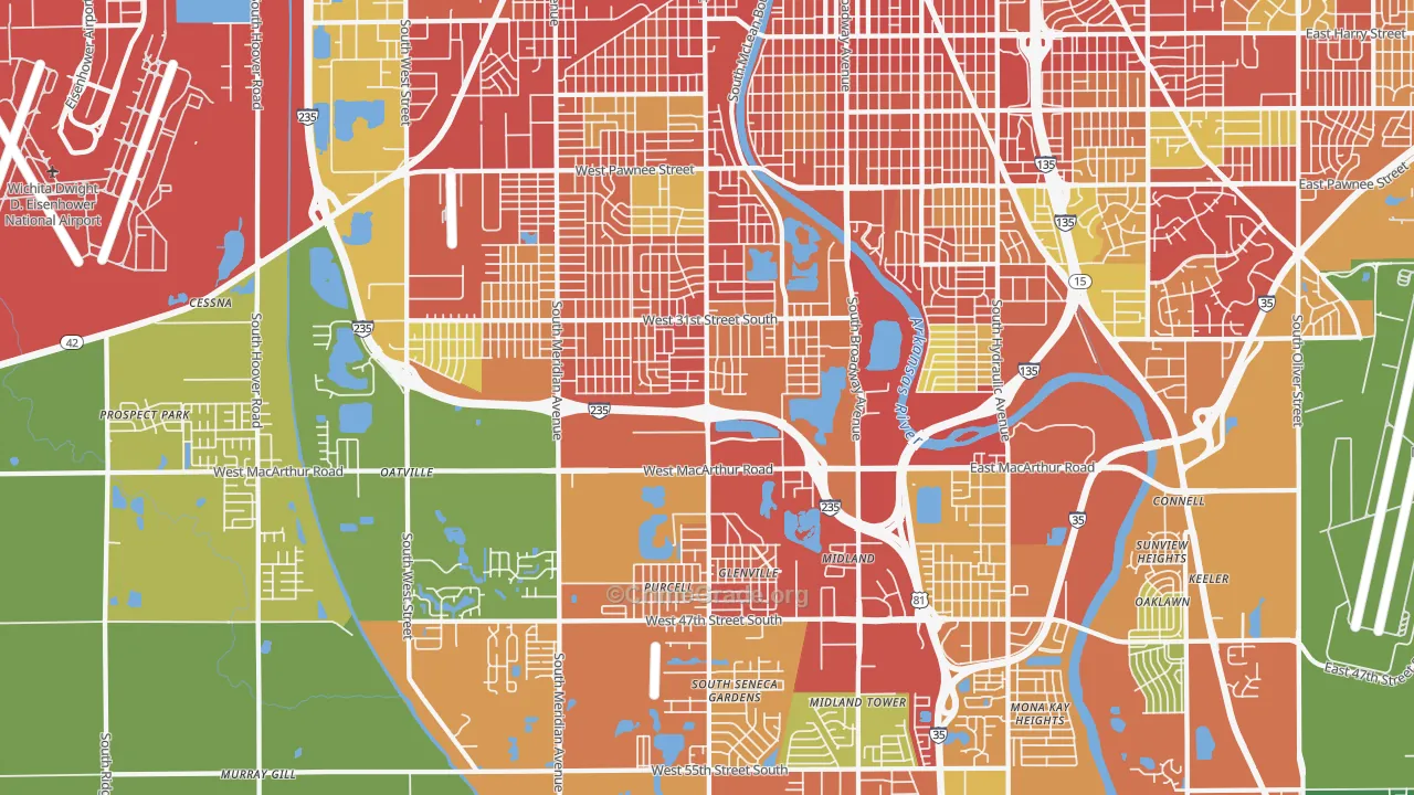 Riverside, Wichita, KS Map of Burglary Rates