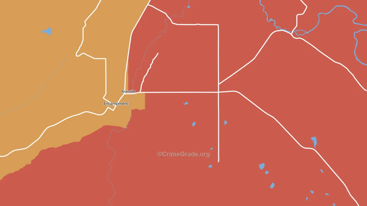 Riverside, WY Map of Burglary Rates