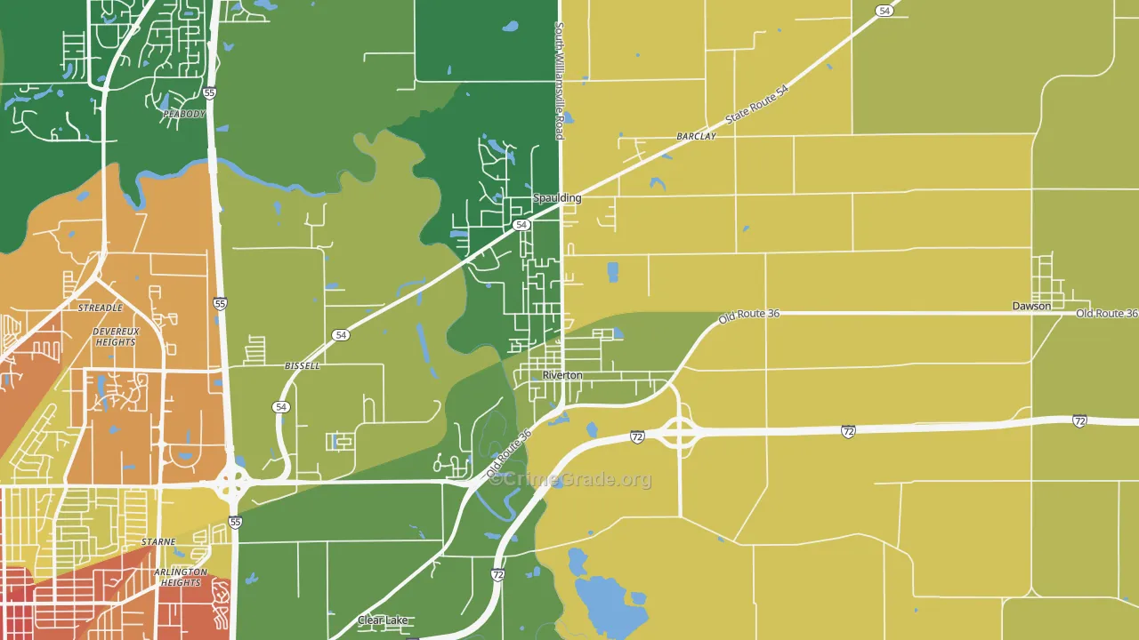 Riverton, IL Map of Burglary Rates
