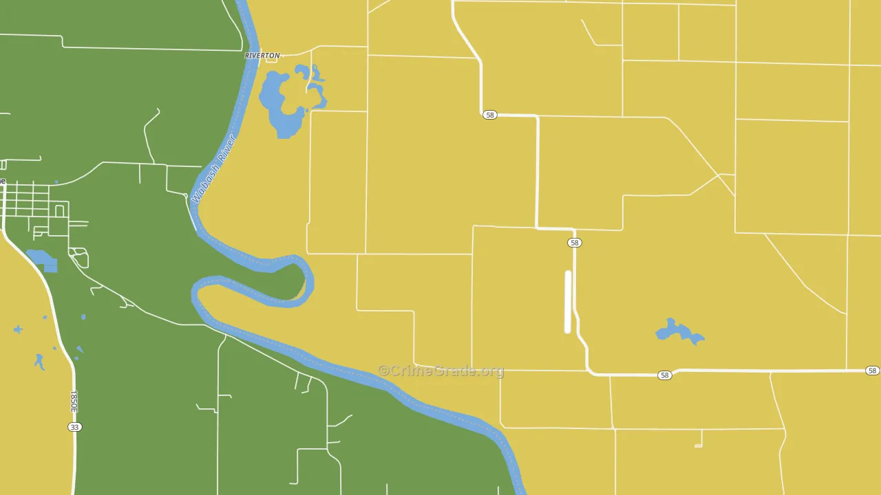 Riverton, IN Map of Burglary Rates