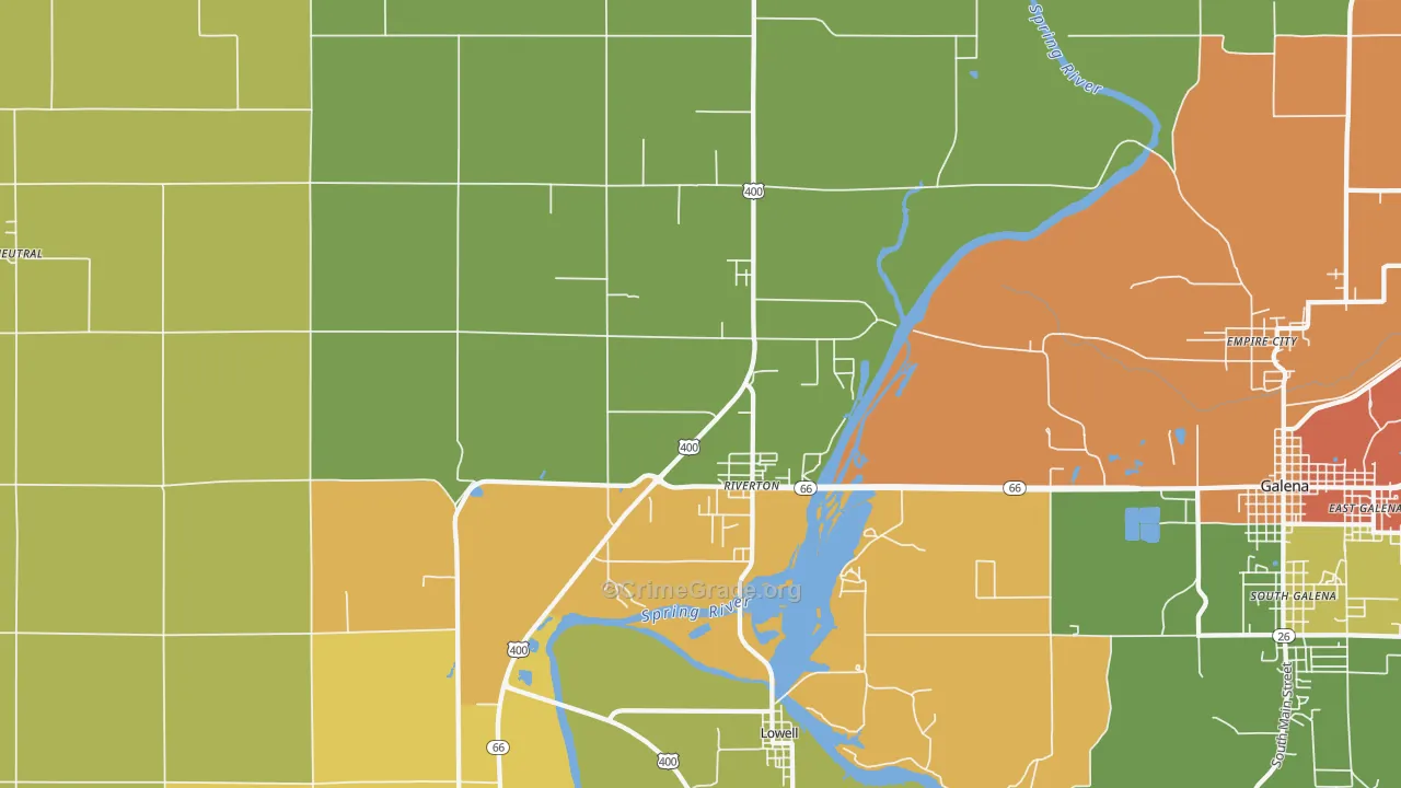 Riverton, KS Map of Burglary Rates