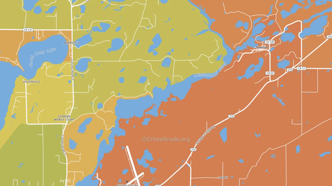 Riverton, MN Map of Burglary Rates