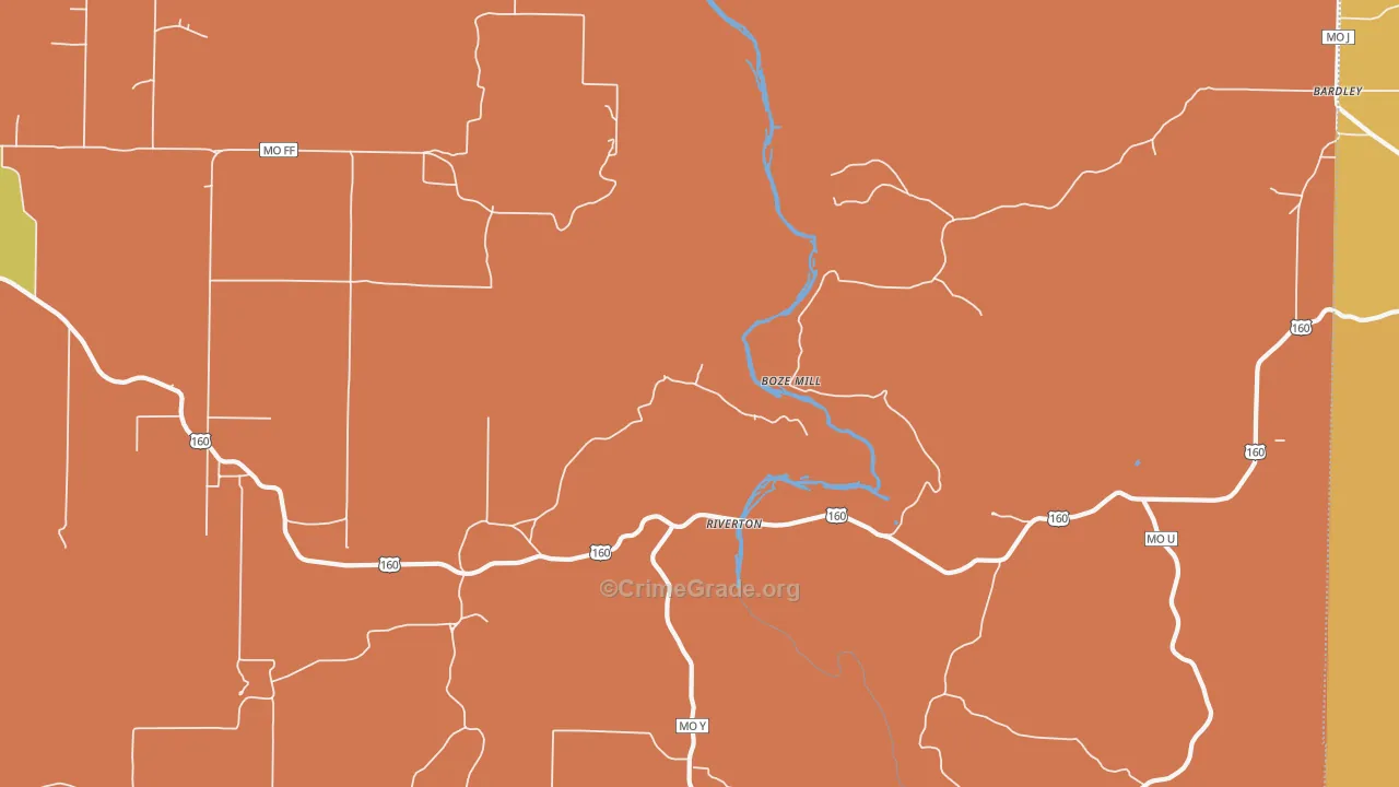 Riverton, MO Map of Burglary Rates