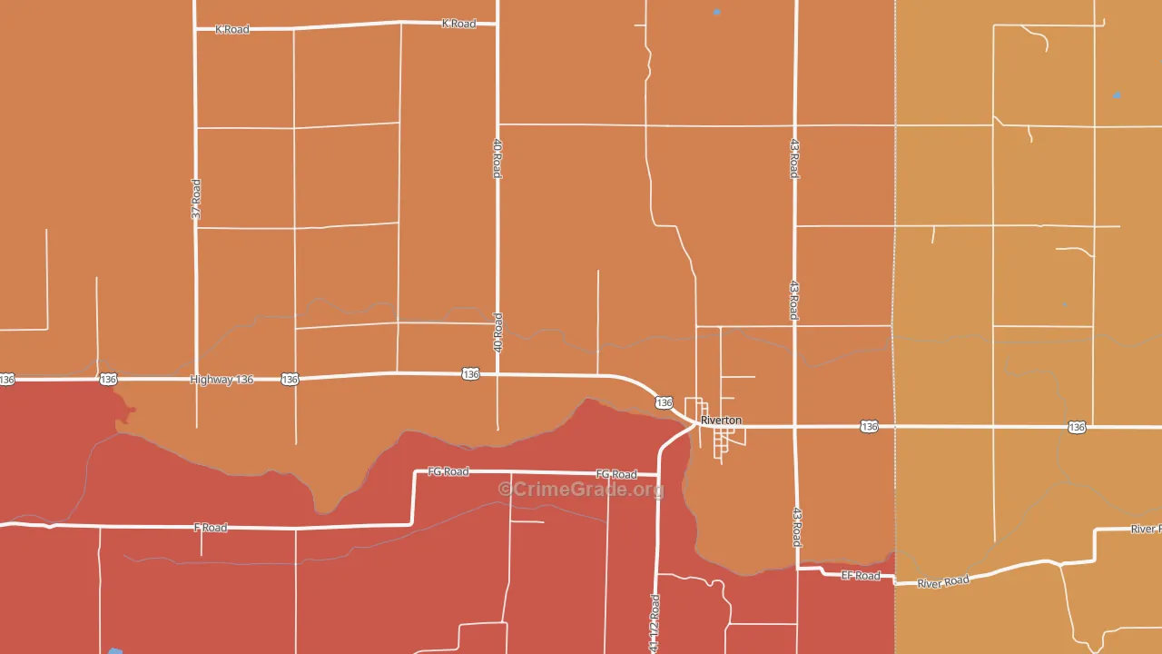 Riverton, NE Map of Burglary Rates