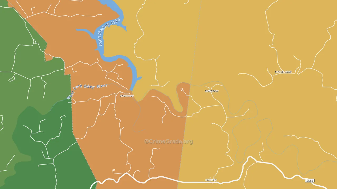 Riverton, TN Map of Burglary Rates
