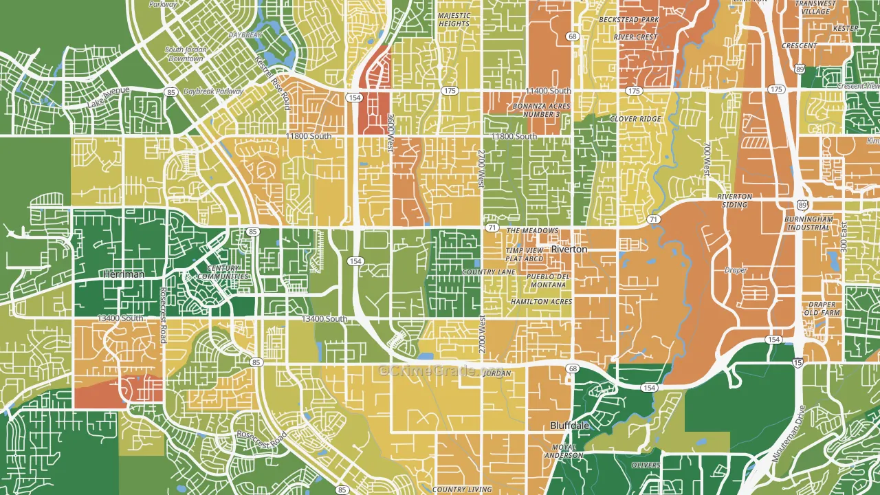 Riverton, UT Map of Burglary Rates