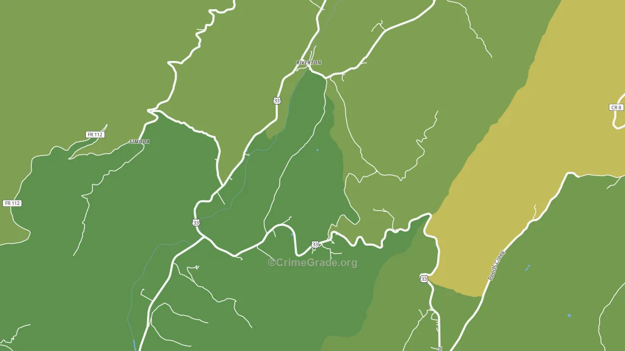 Riverton, WV Map of Burglary Rates