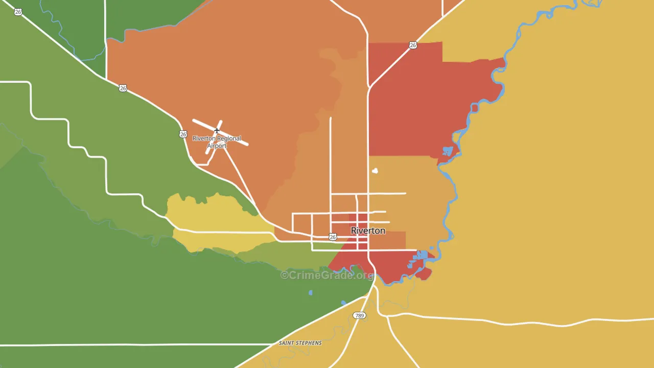 Riverton, WY Map of Burglary Rates