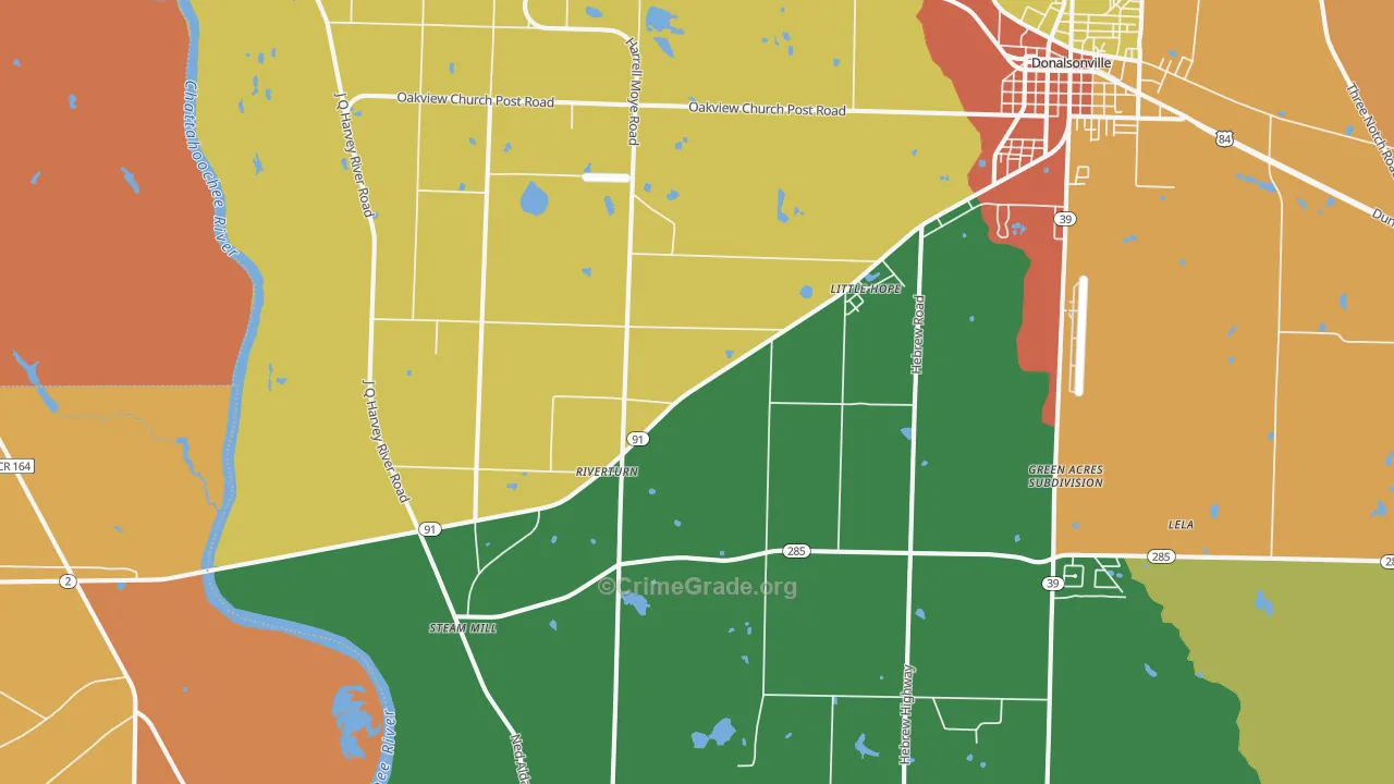 Riverturn, GA Map of Burglary Rates