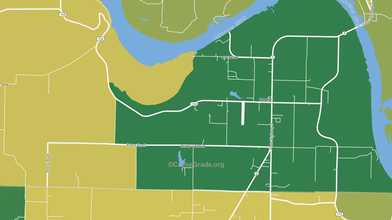Riverview, AR Map of Burglary Rates