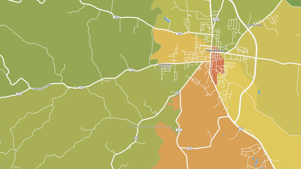 Riverview Estates, KY Map of Burglary Rates