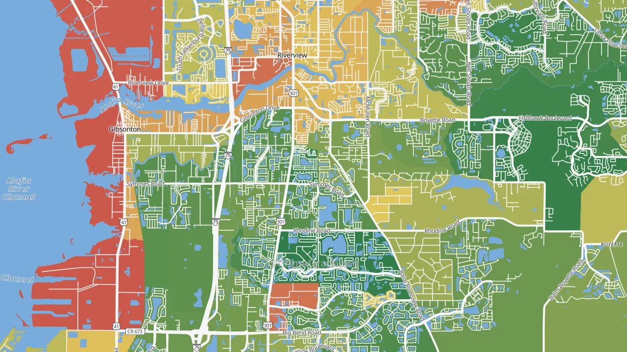 Riverview, FL Map of Burglary Rates
