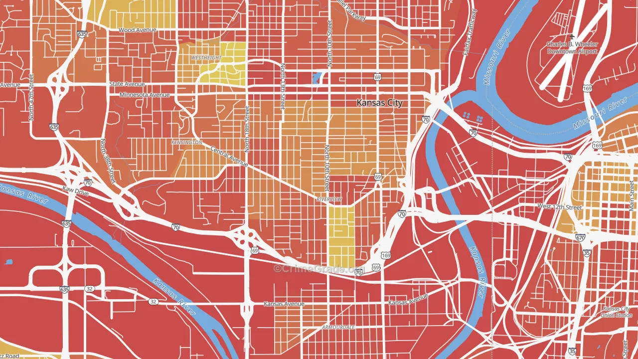 Riverview, Kansas City, KS Map of Burglary Rates